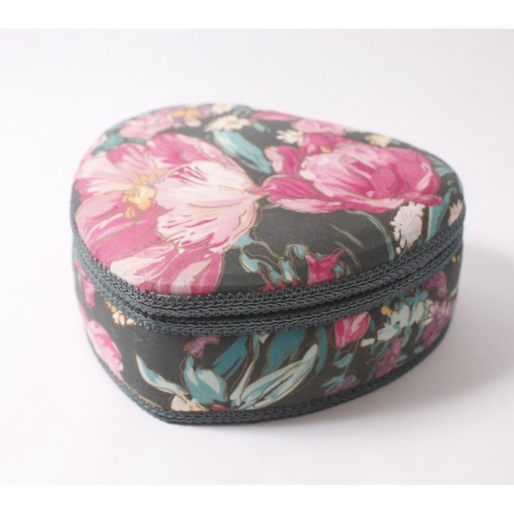 90s Floral Heart-shaped Jewelry Box Vintage Romantic Decor ~ 260622-WH 1281